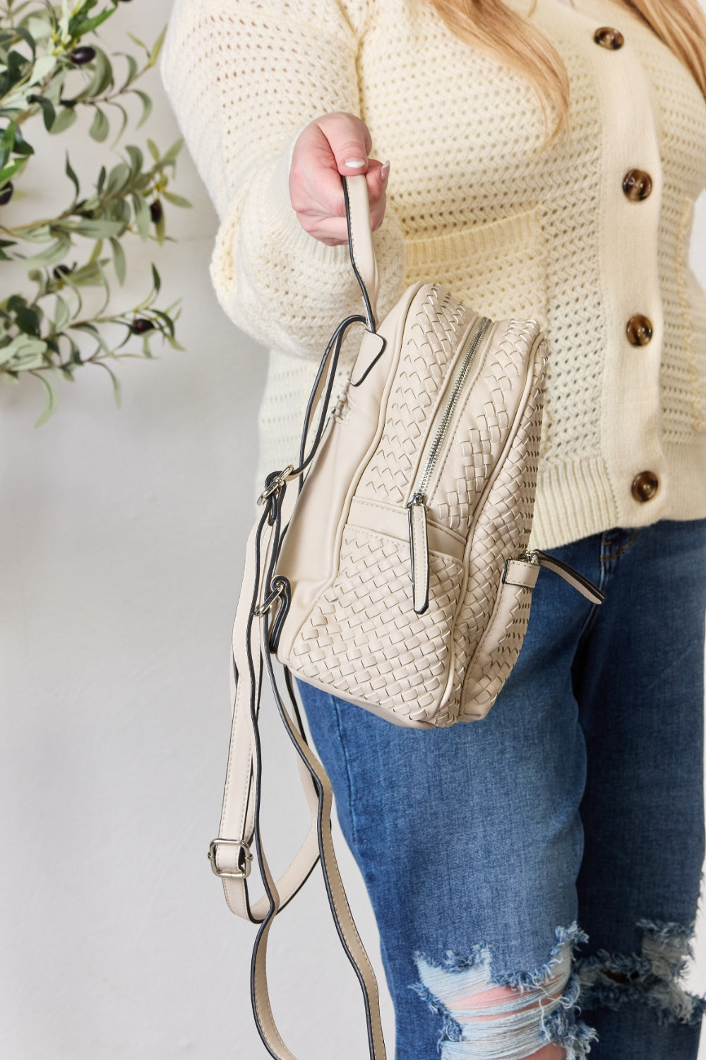 SHOMICO PU Leather Woven Backpack - BIG DREAM COMPANY