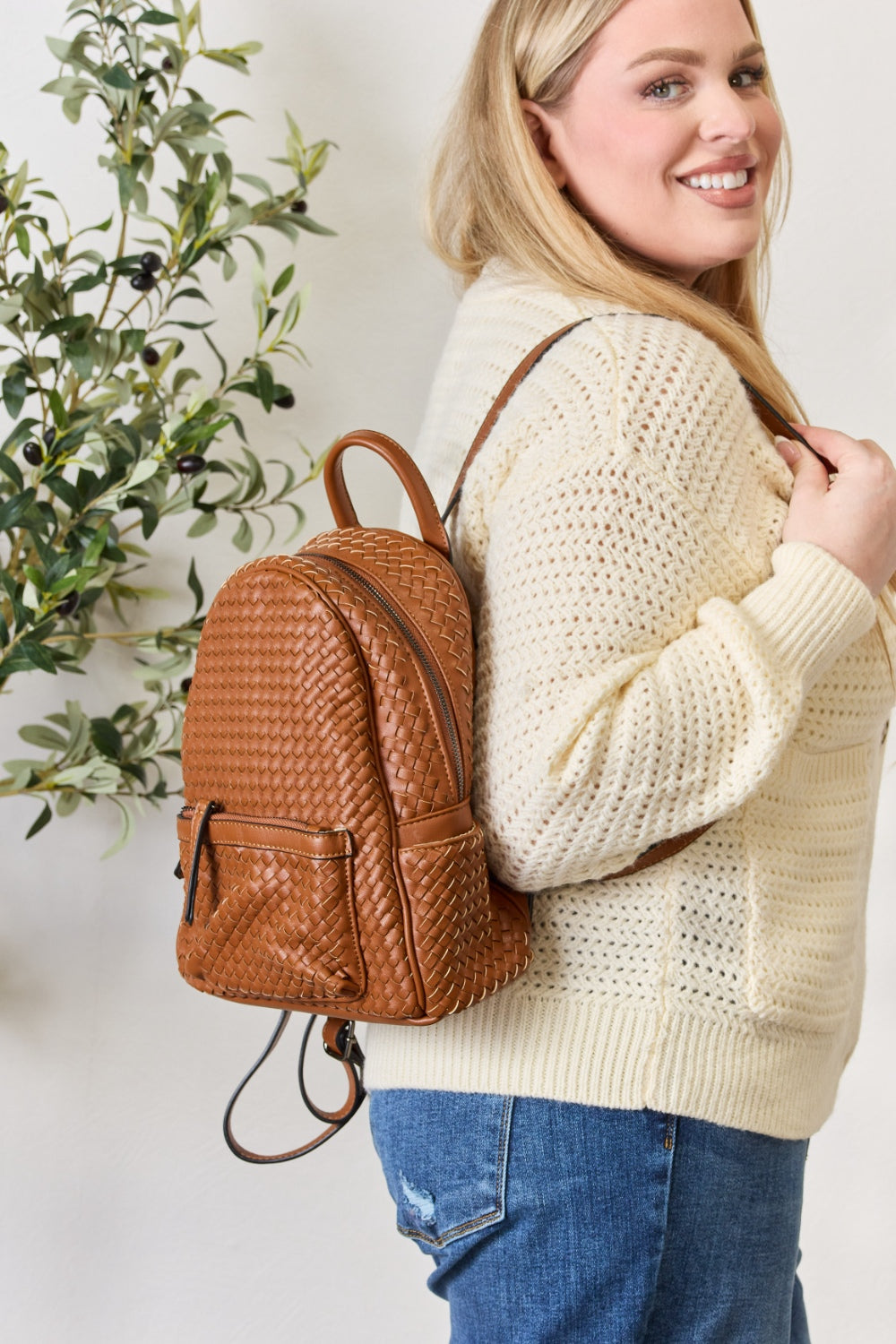 SHOMICO PU Leather Woven Backpack - BIG DREAM COMPANY
