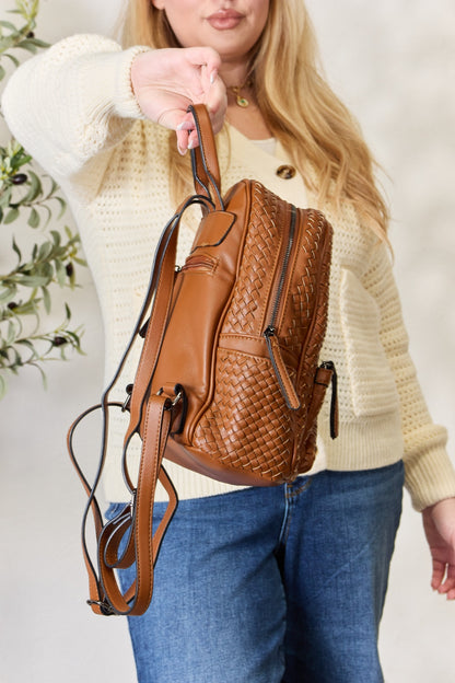 SHOMICO PU Leather Woven Backpack - BIG DREAM COMPANY