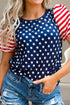 Stars and Stripes Round Neck Short Sleeve Top - BIG DREAM COMPANY