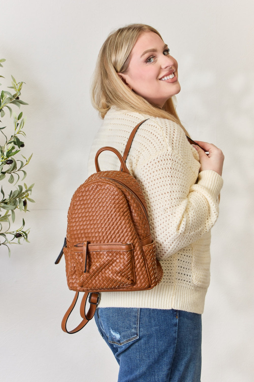 SHOMICO PU Leather Woven Backpack - BIG DREAM COMPANY