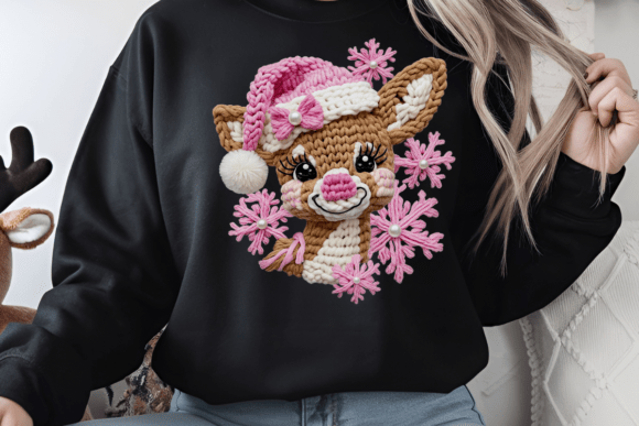 CROCHET CHRISTMAS DEER SWEATSHIRT