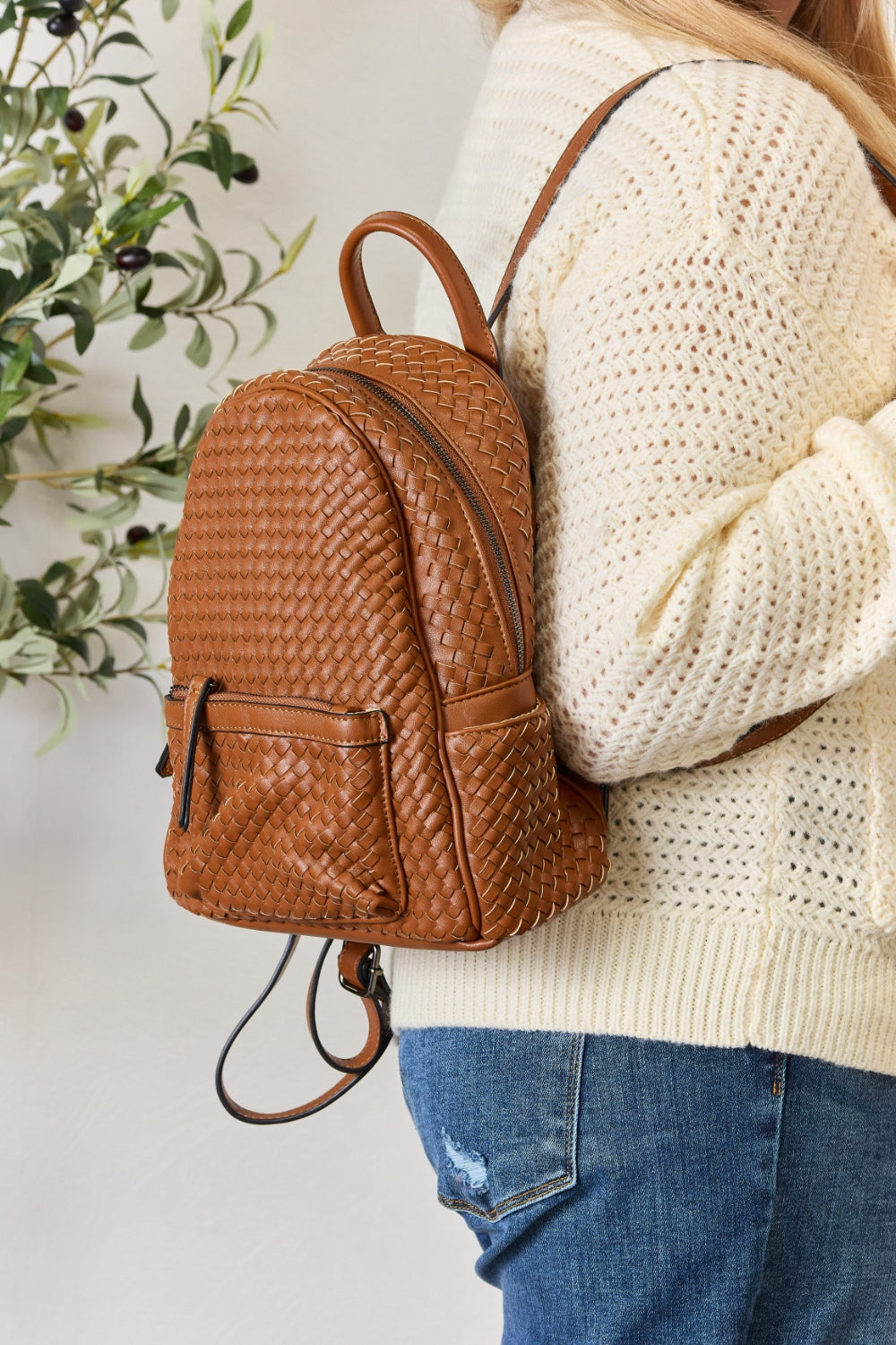 SHOMICO PU Leather Woven Backpack - BIG DREAM COMPANY