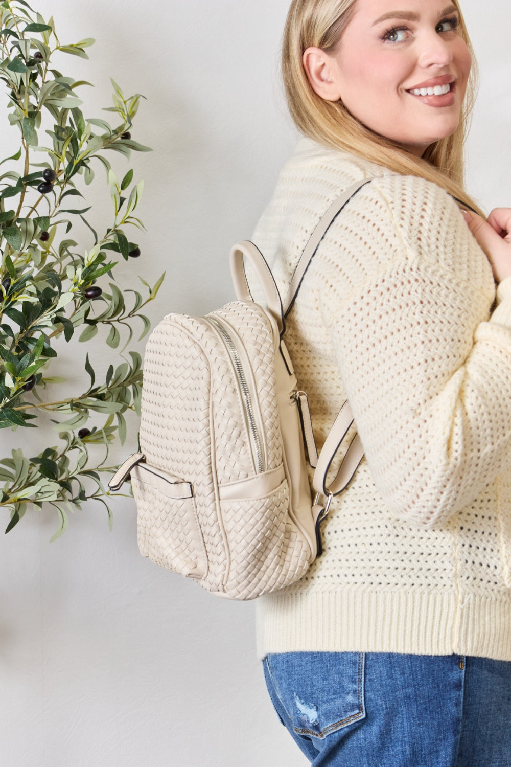 SHOMICO PU Leather Woven Backpack - BIG DREAM COMPANY